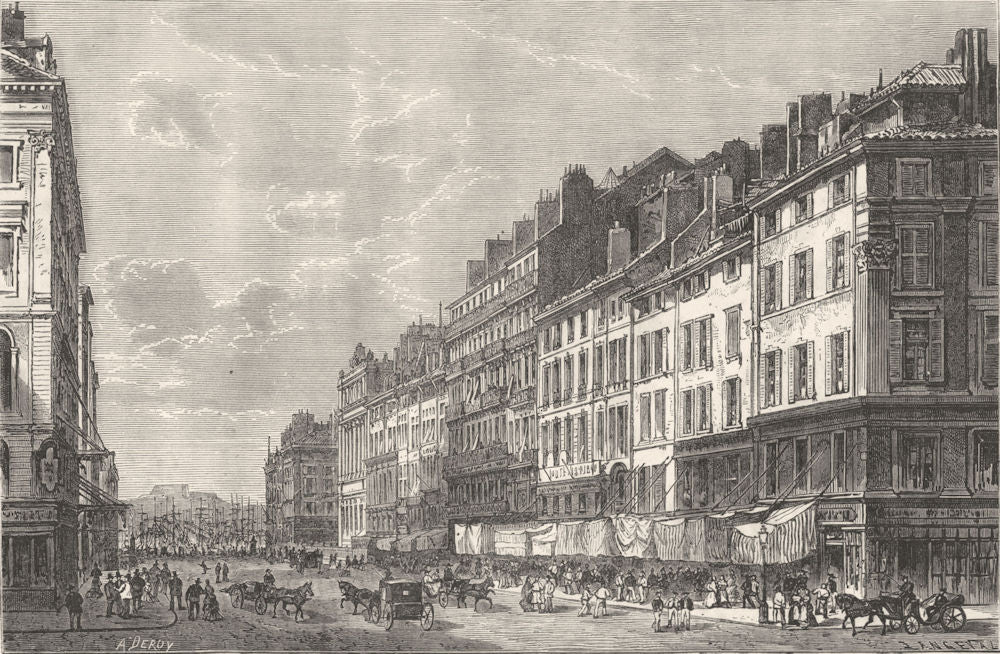 BOUCHES-DU-RHÔNE. Marseille. La Cannebiere 1880 old antique print picture